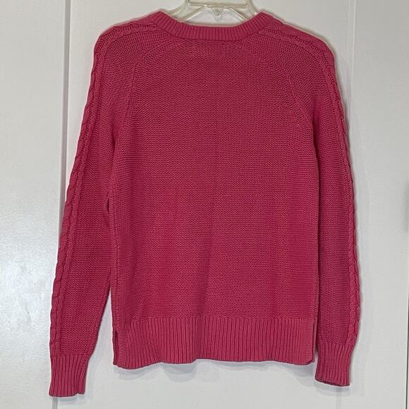 Womens Cable Knit Sweater Size XS Fall Pink Winter Warm Casual Pullover - Picture 2 of 6